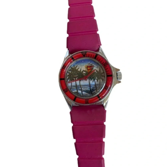 Vintage Watch Palm Tree & Sailboat Vtg 80s main image 5